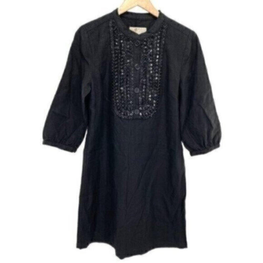 Michael Kors Womens Linen Black Beaded Dress